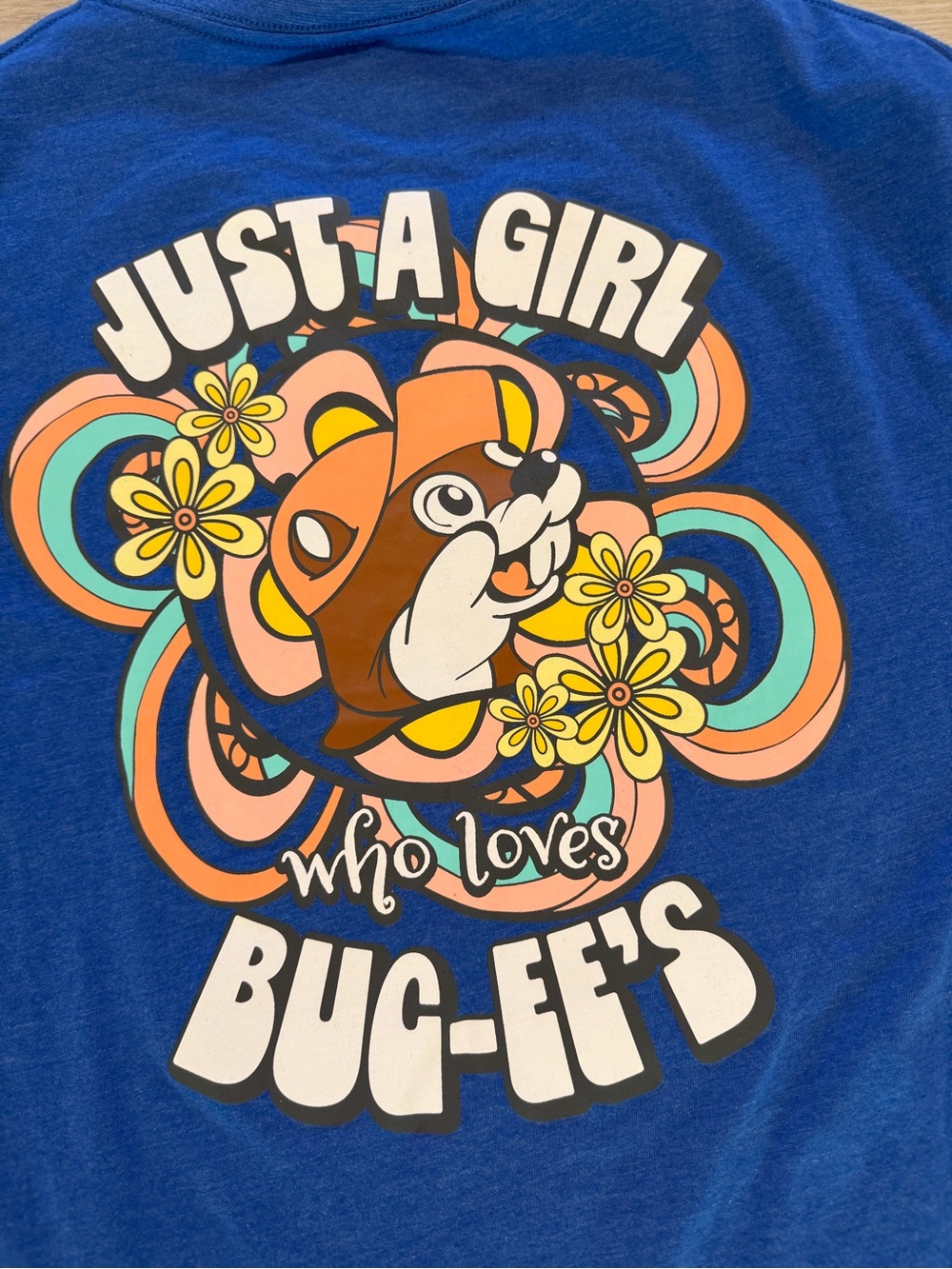 Buc-ee's T Shirt Tee Boho Blue Just A Girl Who Loves Bucees Floral Women’s Large
